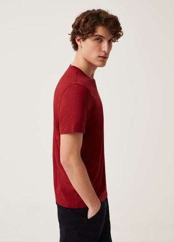 OVS Organic cotton T-shirt with V neck | MAROON