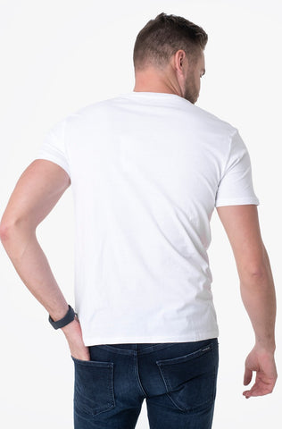 GUESS MEN SHORT SLEEVE BASIC VELVET APPLIQUE LOGO TEE | WHITE