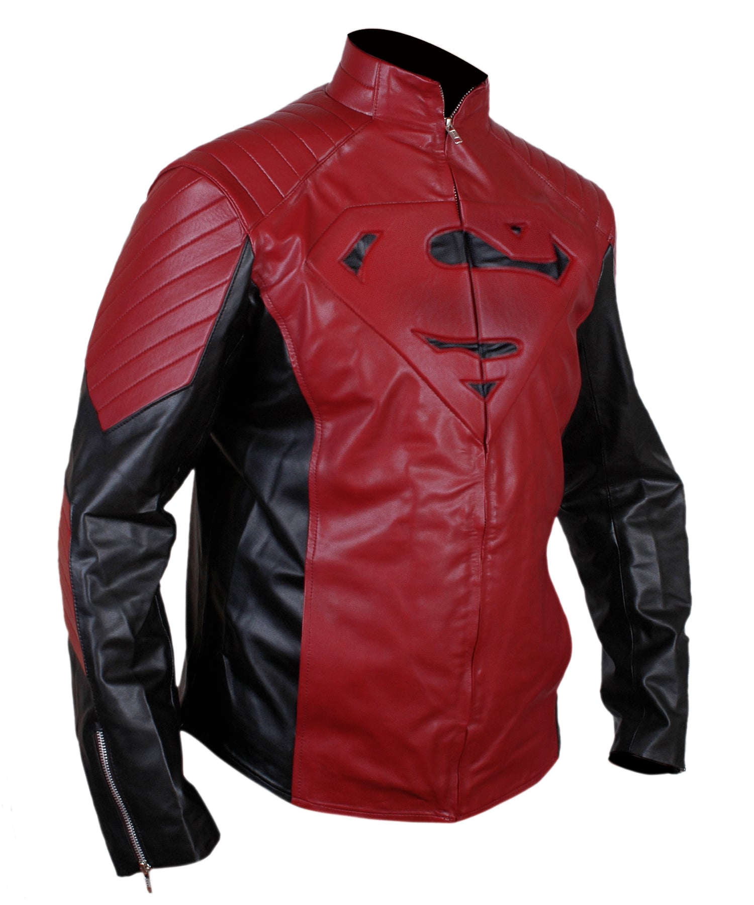 Smallville Superman Red & Black Leather Jacket Clark Kent Inspired Superhero Outerwear
