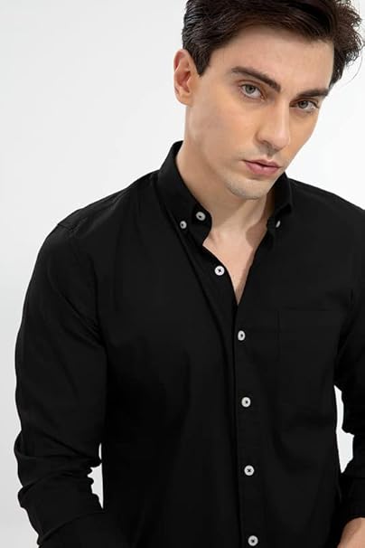 ZARA-MENS PREMIUM-SLIM FIT-CASUAL-COTTON-SHIRT | BLACK