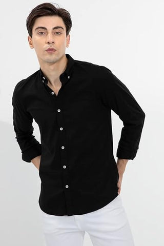 ZARA-MENS PREMIUM-SLIM FIT-CASUAL-COTTON-SHIRT | BLACK