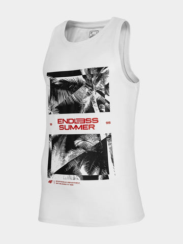 4.F. MEN'S SANDO REGULAR TANK TOP WITH PRINT | WHITE