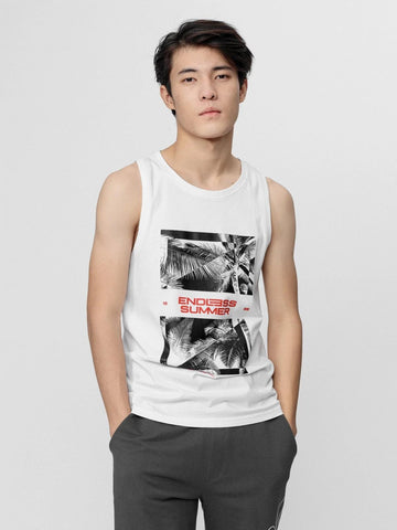 4.F. MEN'S SANDO REGULAR TANK TOP WITH PRINT | WHITE