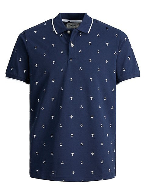 PRODUKT CHRIS ANCHOR-PRINT POLO SHIRT | NAVY