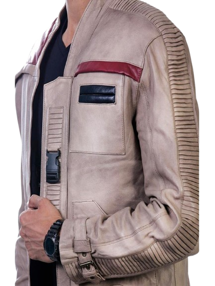 Star Wars Finn/Poe Dameron Resistance Fighter Antique Beige Leather Jacket