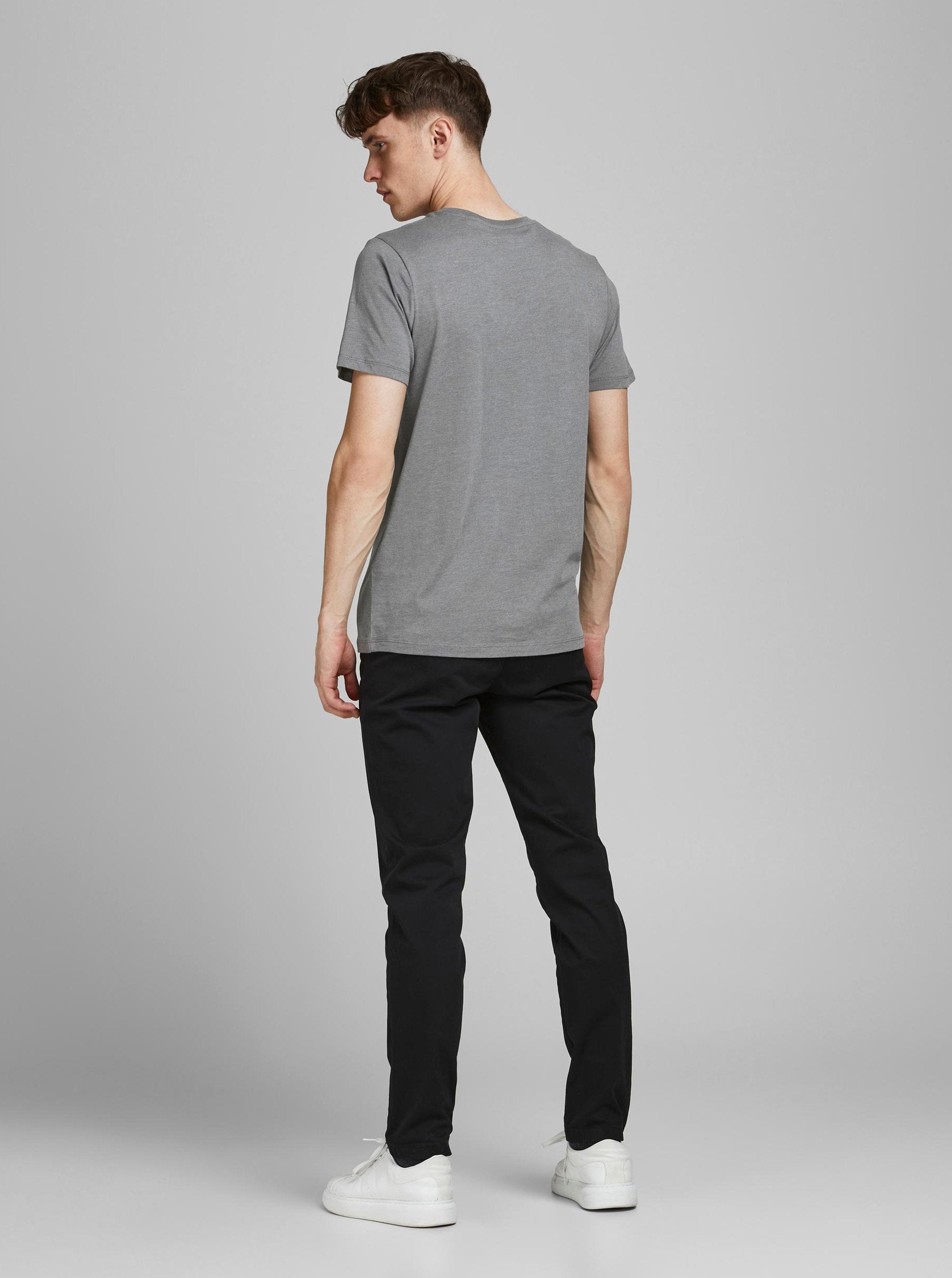 JACK & JONES MEN'S GRAPHIC SLIM FIT CREW NECK T-SHIRT | GREY