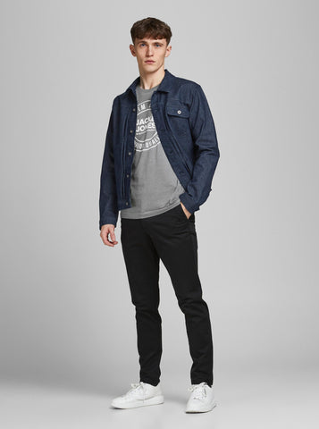 JACK & JONES MEN'S GRAPHIC SLIM FIT CREW NECK T-SHIRT | GREY
