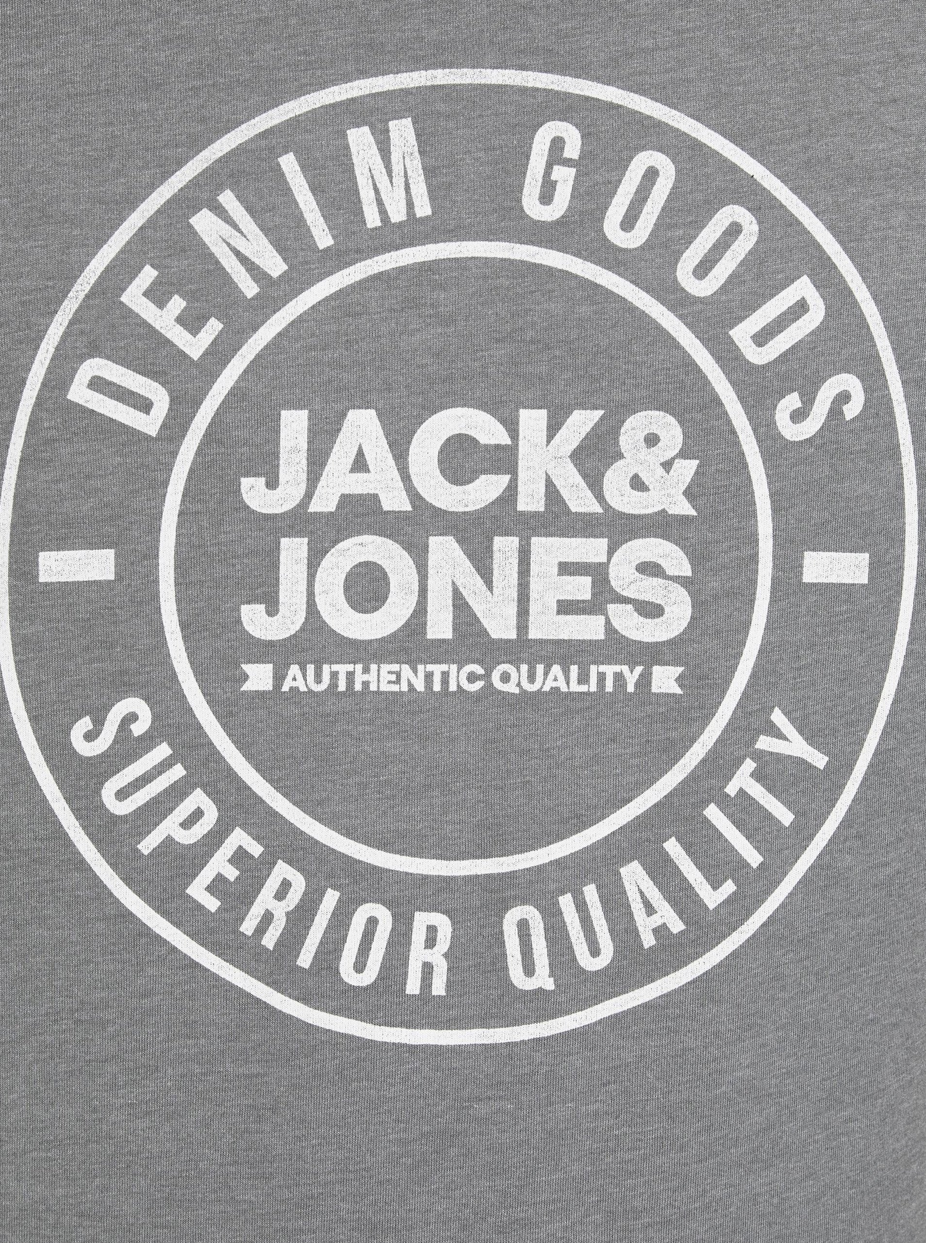 JACK & JONES MEN'S GRAPHIC SLIM FIT CREW NECK T-SHIRT | GREY