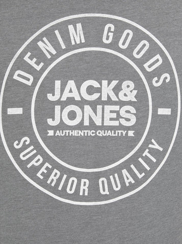 JACK & JONES MEN'S GRAPHIC SLIM FIT CREW NECK T-SHIRT | GREY