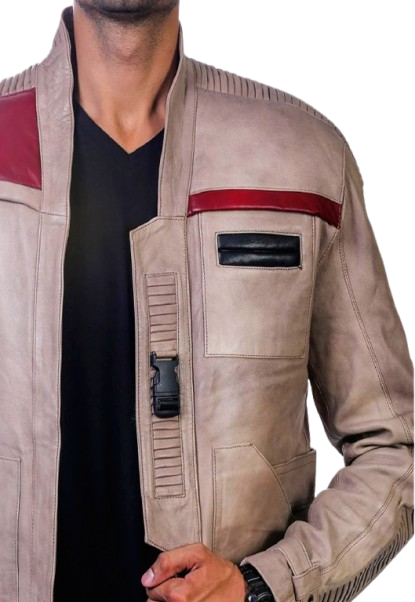 Star Wars Finn/Poe Dameron Resistance Fighter Antique Beige Leather Jacket