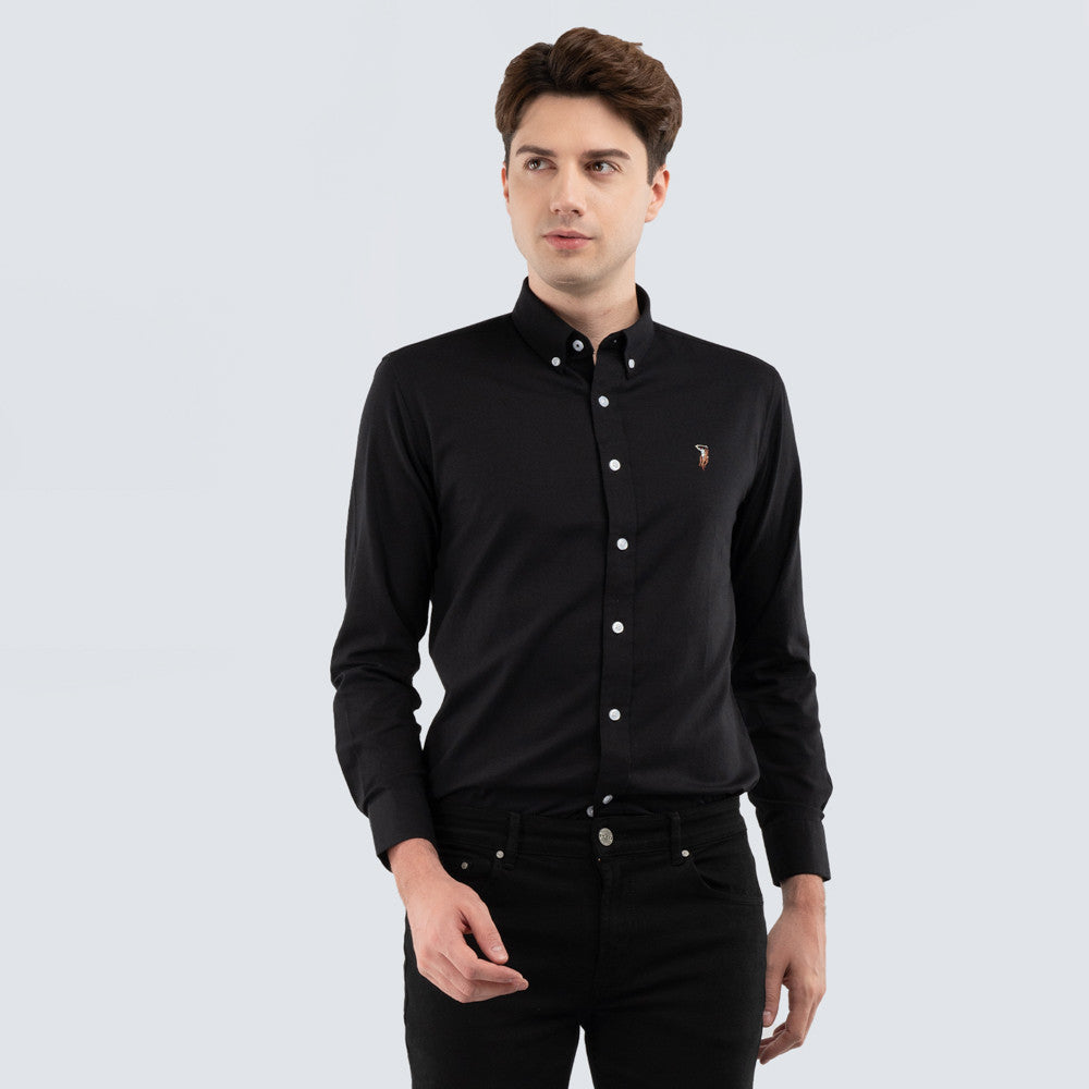 RALPH LAUREN-STRETCH POPLIN SHIRT-MEN | BLACK
