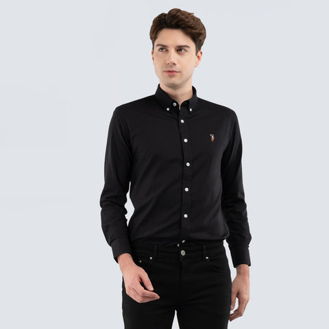 RALPH LAUREN-STRETCH POPLIN SHIRT-MEN | BLACK