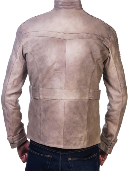 Star Wars Finn/Poe Dameron Resistance Fighter Antique Beige Leather Jacket