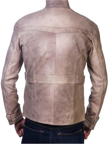 Star Wars Finn/Poe Dameron Resistance Fighter Antique Beige Leather Jacket