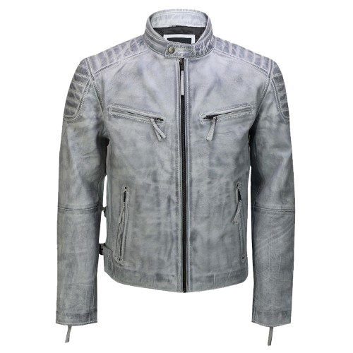 Men’s Real Leather Antique Wash Retro Vintage Style Jacket
