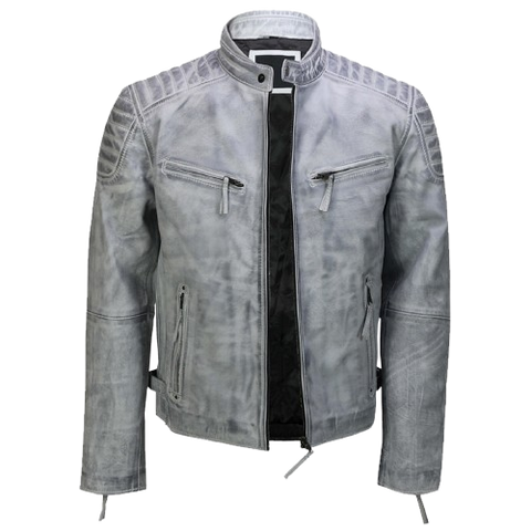 Men’s Real Leather Antique Wash Retro Vintage Style Jacket
