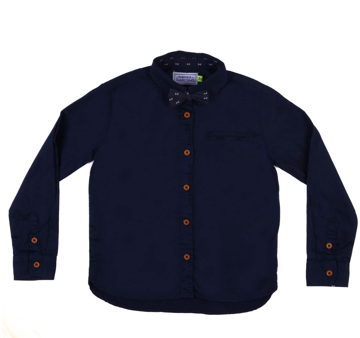 GARCONS-CASUAL PLAIN WITH BOW-SHIRT | DARK BLUE
