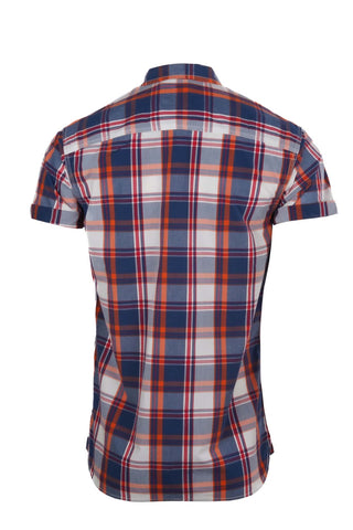 DIESEL. HERITAGE MENS-HALF SLEEVE-RIPE APRICOT CHECK-SHIRT