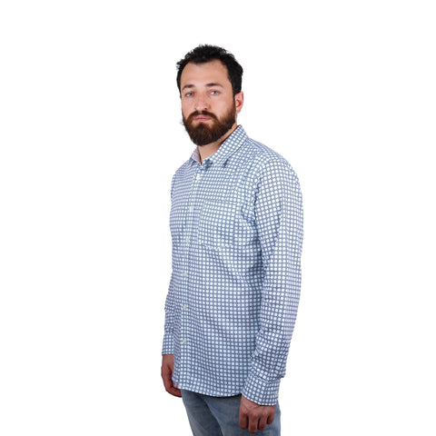 GUESS-LOS ANGELES-PRINTED-SLIM FIT-CASUAL SHIRT | WHITE