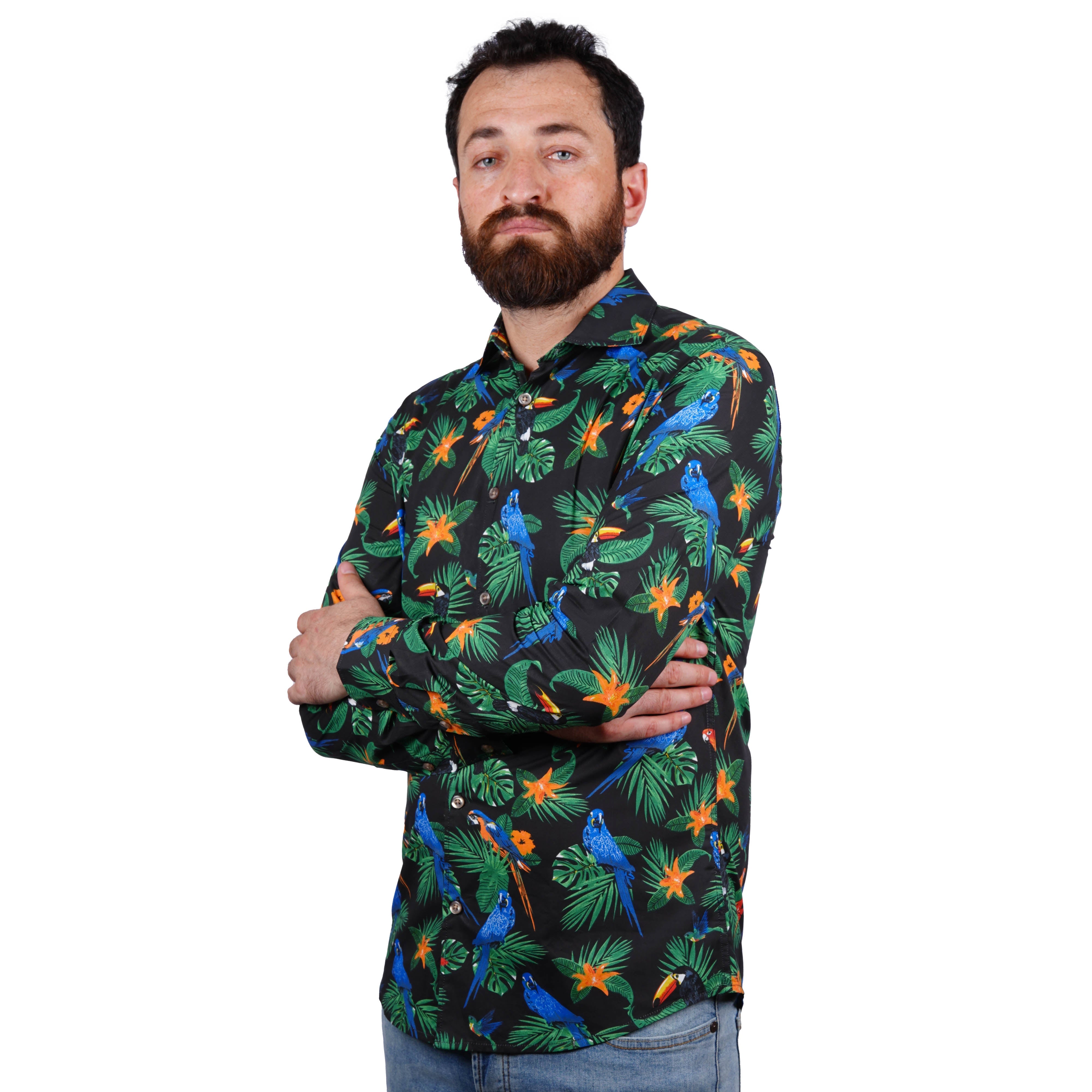 S.O.R.B.I.N.O-FINE QUALITY-TROPICAL PRINT-COTTON SHIRT