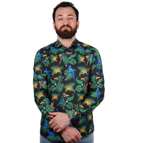 S.O.R.B.I.N.O-FINE QUALITY-TROPICAL PRINT-COTTON SHIRT