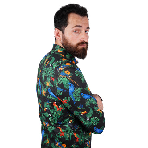 S.O.R.B.I.N.O-FINE QUALITY-TROPICAL PRINT-COTTON SHIRT