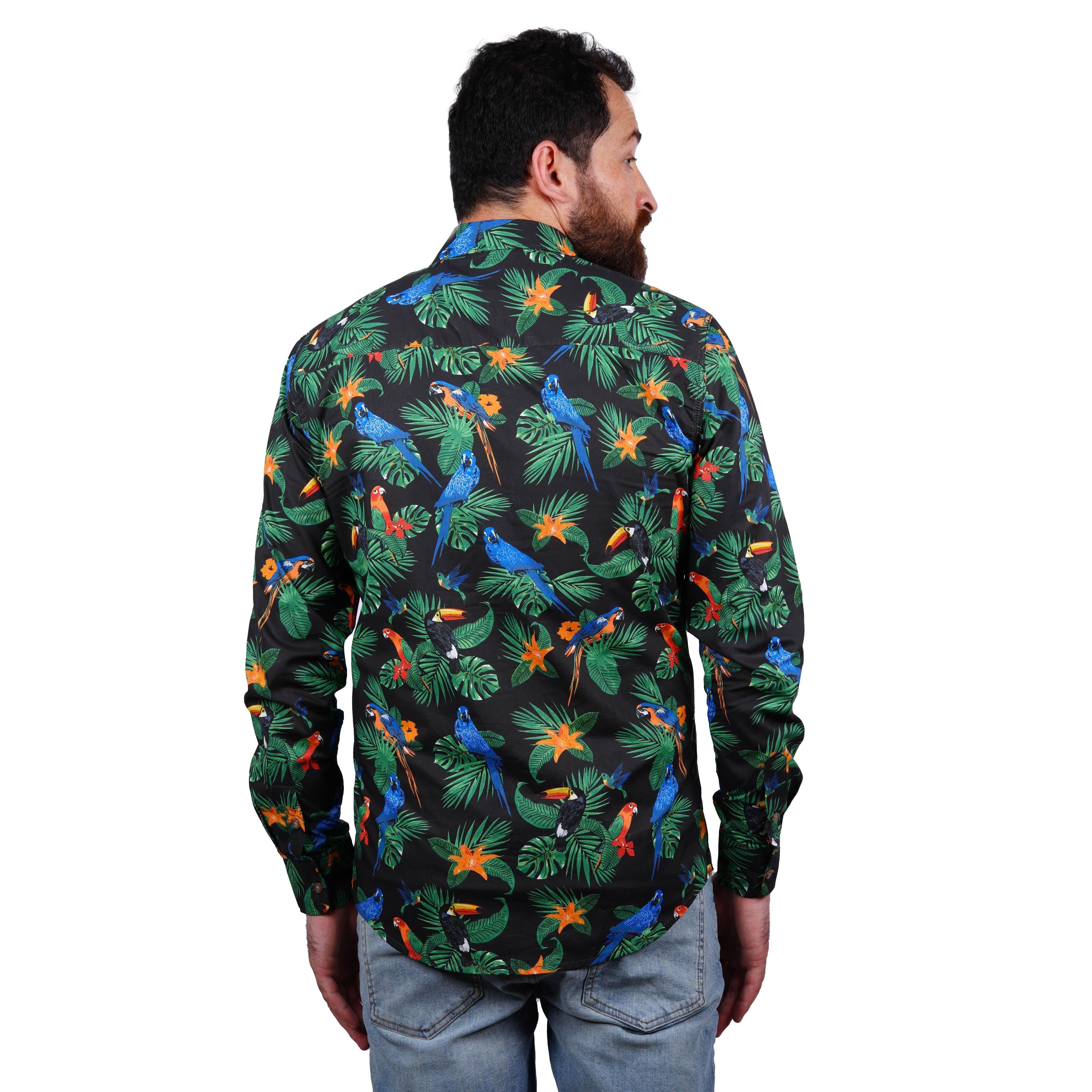 S.O.R.B.I.N.O-FINE QUALITY-TROPICAL PRINT-COTTON SHIRT
