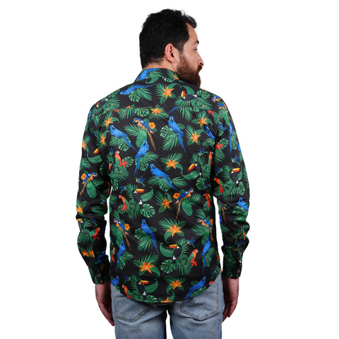 S.O.R.B.I.N.O-FINE QUALITY-TROPICAL PRINT-COTTON SHIRT