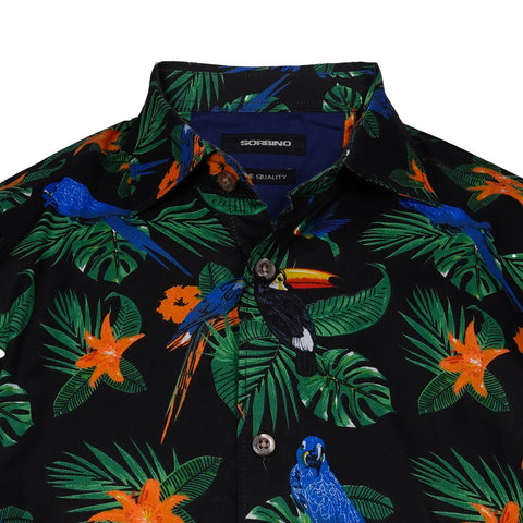 S.O.R.B.I.N.O-FINE QUALITY-TROPICAL PRINT-COTTON SHIRT