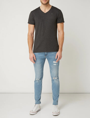 G-STAR RAW T-SHIRT V-NECK  NECK-GREY | CHARCOAL GREY