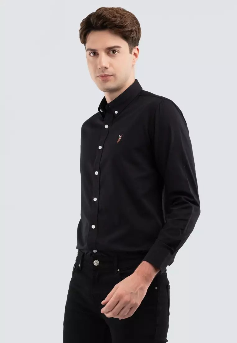 RALPH LAUREN-STRETCH POPLIN SHIRT-MEN | BLACK