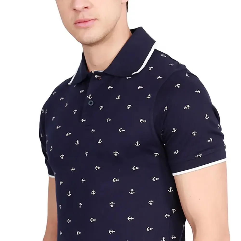 PRODUKT CHRIS ANCHOR-PRINT POLO SHIRT | NAVY