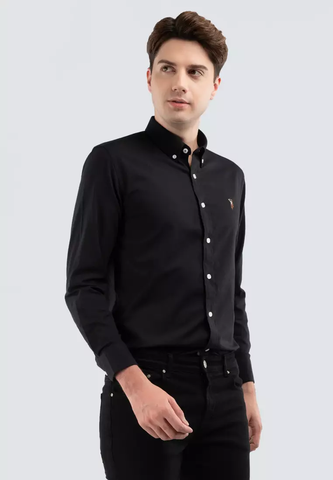 RALPH LAUREN-STRETCH POPLIN SHIRT-MEN | BLACK