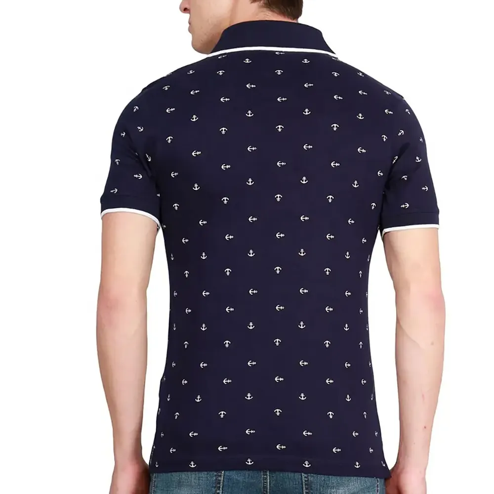 PRODUKT CHRIS ANCHOR-PRINT POLO SHIRT | NAVY