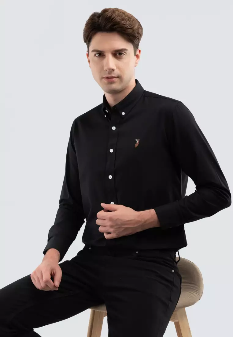 RALPH LAUREN-STRETCH POPLIN SHIRT-MEN | BLACK