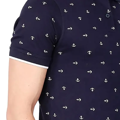 PRODUKT CHRIS ANCHOR-PRINT POLO SHIRT | NAVY