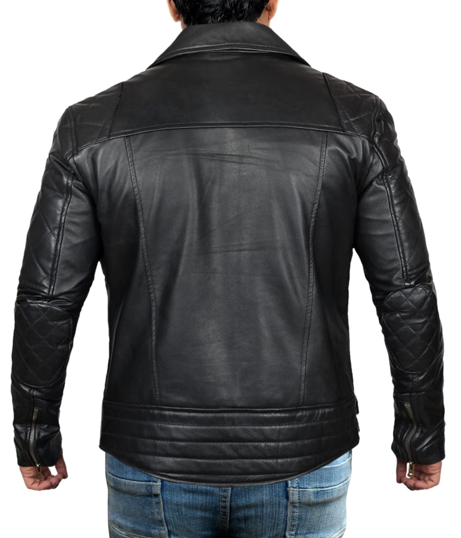 Men’s Black Cafe Racer Leather Jacket Slim Fit Biker Style Jacket - Image 2