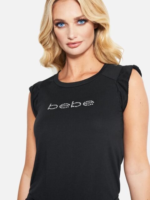 BEBE WOMENS  SHORTS SLEEVE T - SHIRT | BLACK