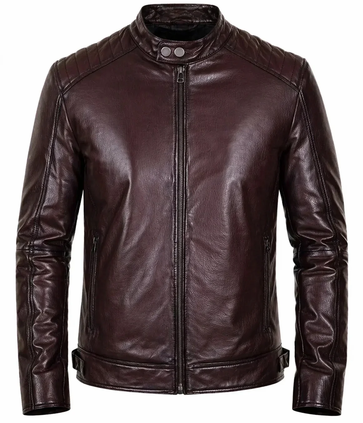 Men’s Jackson Casual Brown Leather Motorcycle Jacket Premium Biker Style Outerwear - Image 3