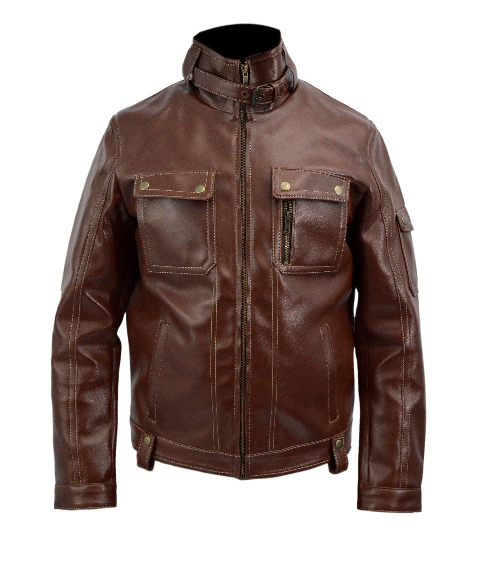 Men’s Brown Leather Gangster Jacket Vintage Mobster Style Leather Jacket