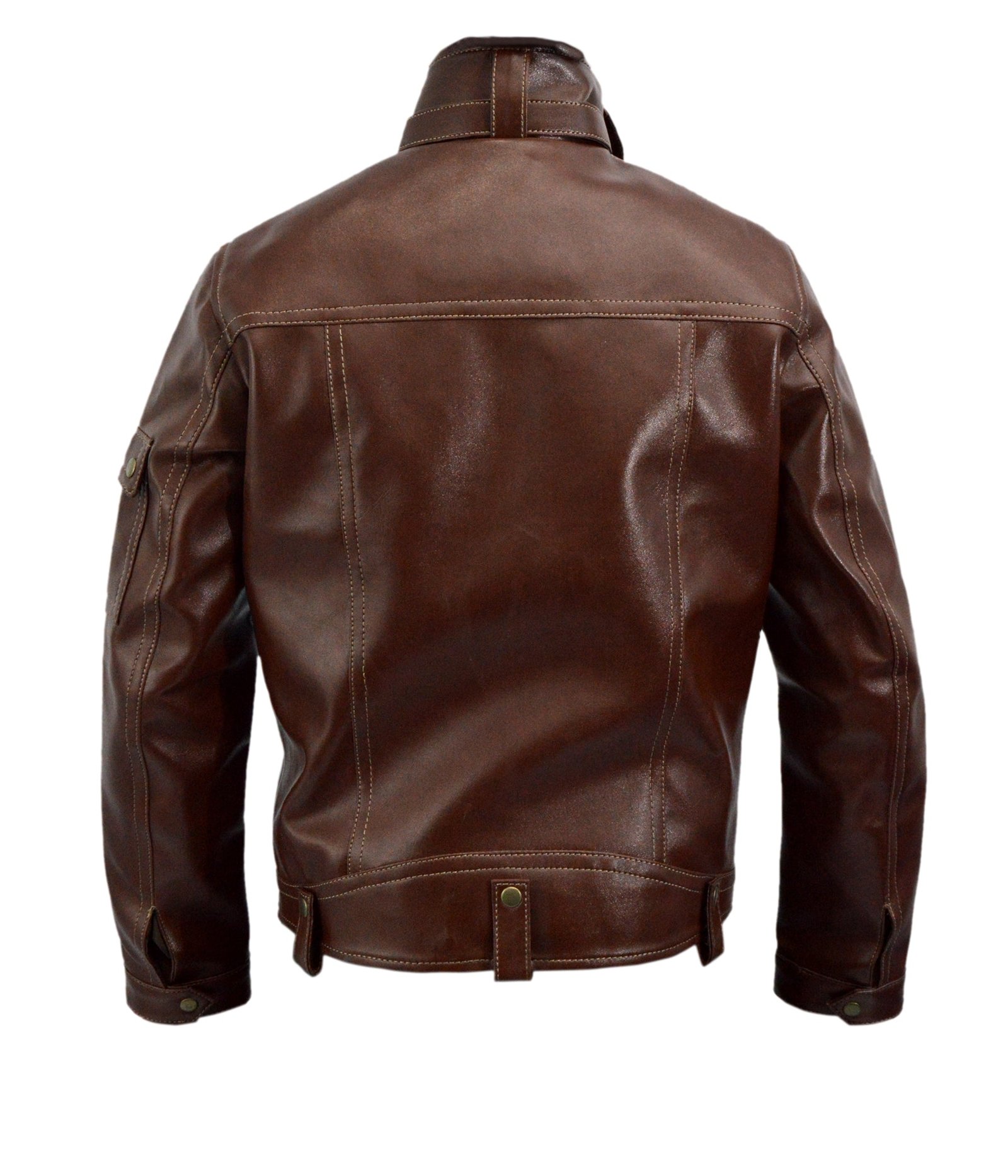 Men’s Brown Leather Gangster Jacket Vintage Mobster Style Leather Jacket - Image 4