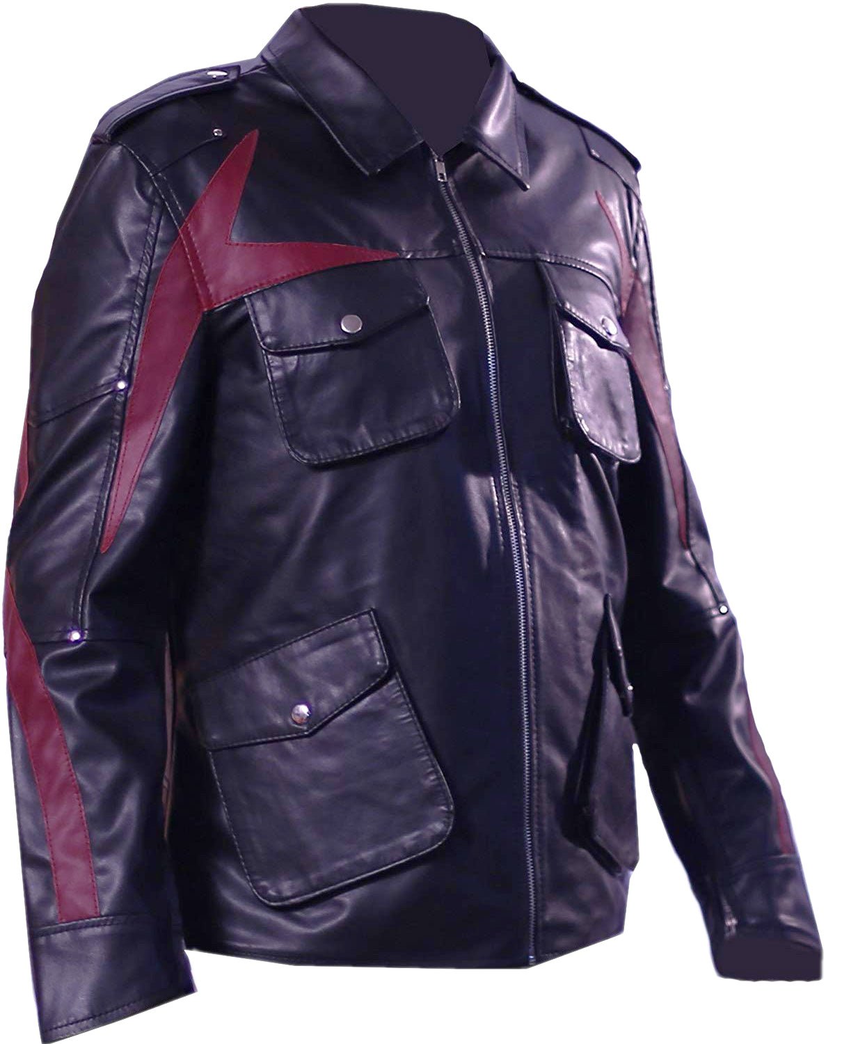 Men’s Black and Red Leather Fashion Jacket
