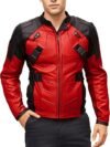 Deadpool-Themed Armored Motorcycle Leather Jacket Marvel Inspired Biker Jacket