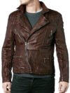 AllSaints Conroy Men’s Leather Biker Jacket Oxblood Red