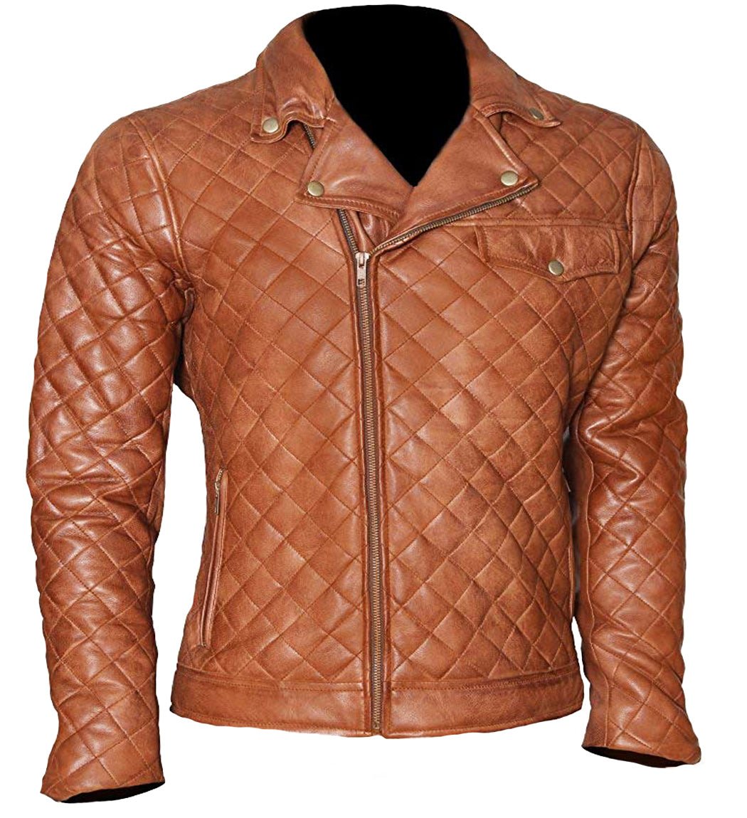 Men’s Brown Diamond-Quilted Leather Fashion Jacket Stylish Biker & Casual Outerwear
