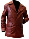 Men’s Genuine Leather Blazer Maroon & Brown
