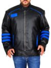 Flynn McAllistair Power Rangers RPM Blue-Striped Leather Jacket