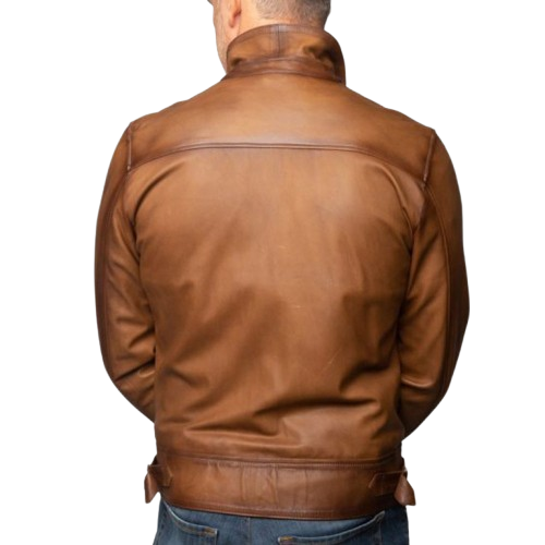 Men’s Brown Leather Aviator Jacket Classic Pilot Flight Jacket - Image 4