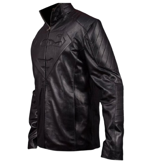 Black Genuine Leather Superman Jacket with Embossed ‘S’ Logo Man of Smallville Inspired - Image 3