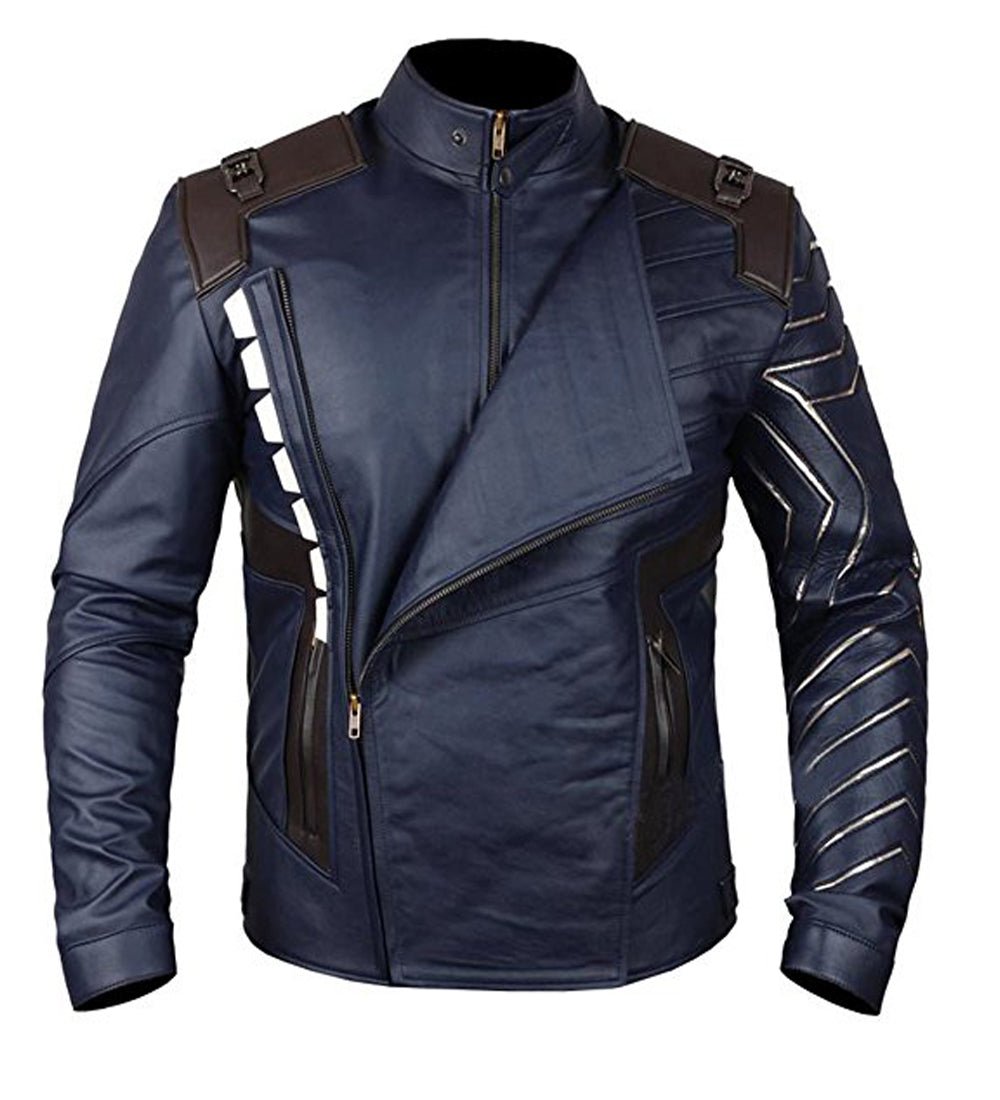Bucky Barnes Winter Soldier Blue Leather Jacket - Image 2